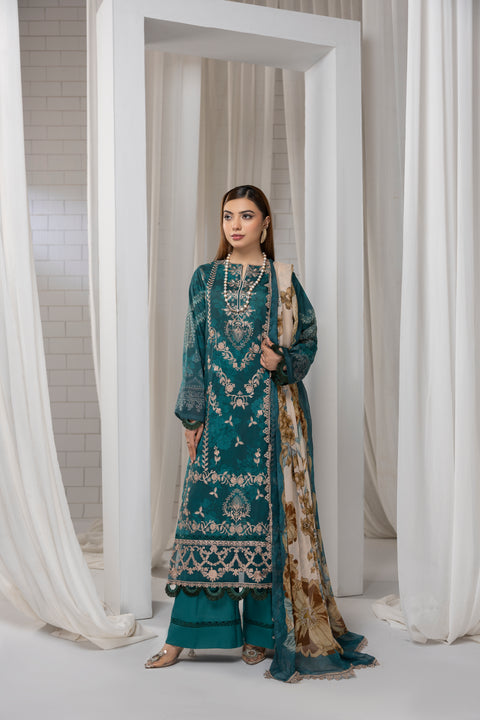 D-2259 |3 Pcs Embroidered Lawn