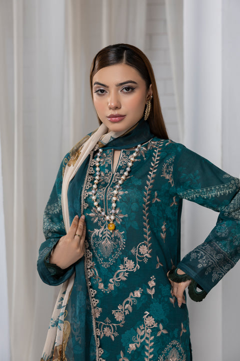 D-2259 |3 Pcs Embroidered Lawn