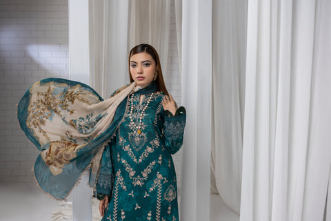 D-2259 |3 Pcs Embroidered Lawn