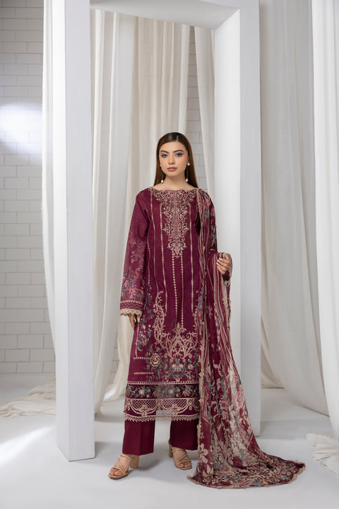 D-2260 | 3 pcs Embroidered Lawn