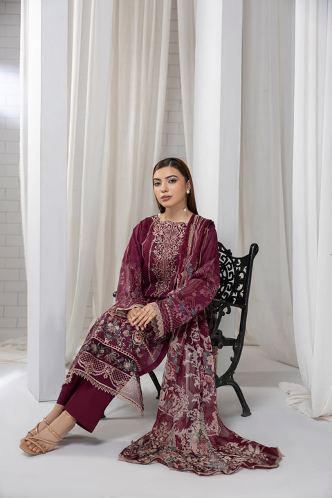D-2260 | 3 pcs Embroidered Lawn