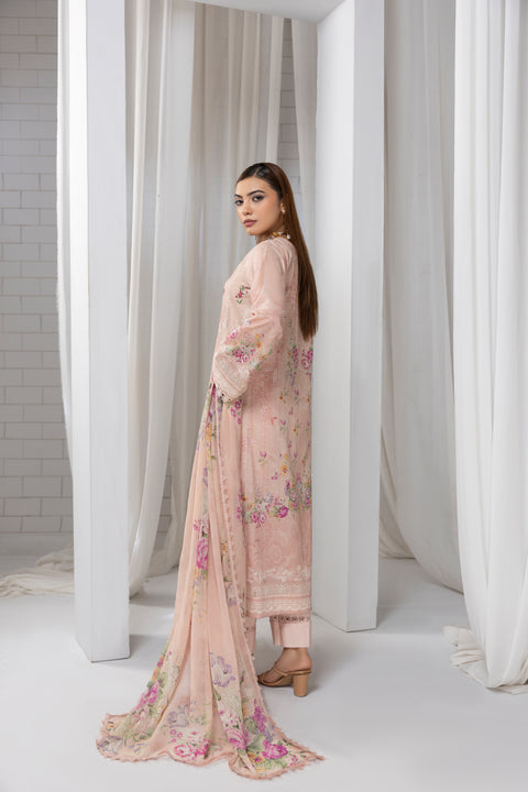 D-2261 | 3 Pcs Embroidered Lawn