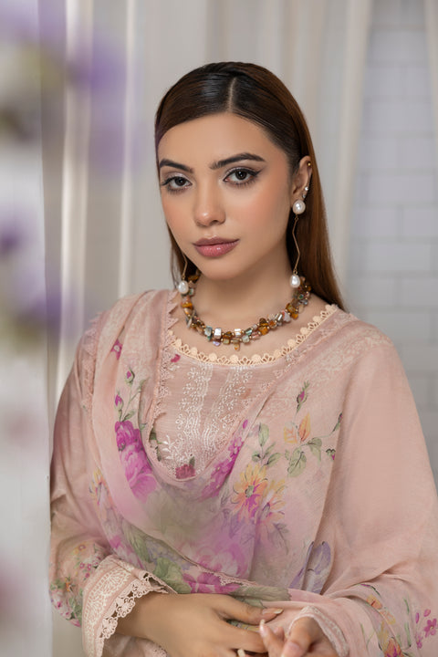 D-2261 | 3 Pcs Embroidered Lawn