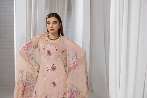 D-2261 | 3 Pcs Embroidered Lawn