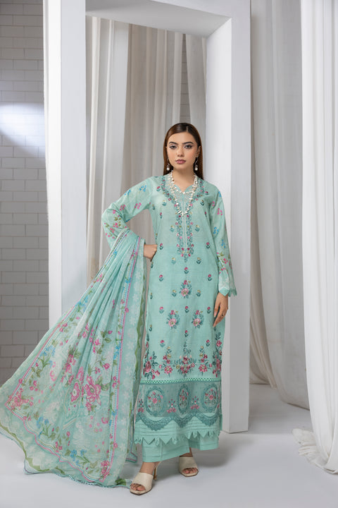 D-2262 | 3 Pcs Embroidered Lawn