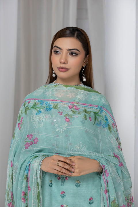 D-2262 | 3 Pcs Embroidered Lawn