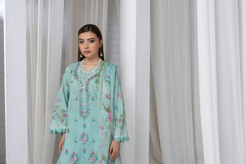D-2262 | 3 Pcs Embroidered Lawn