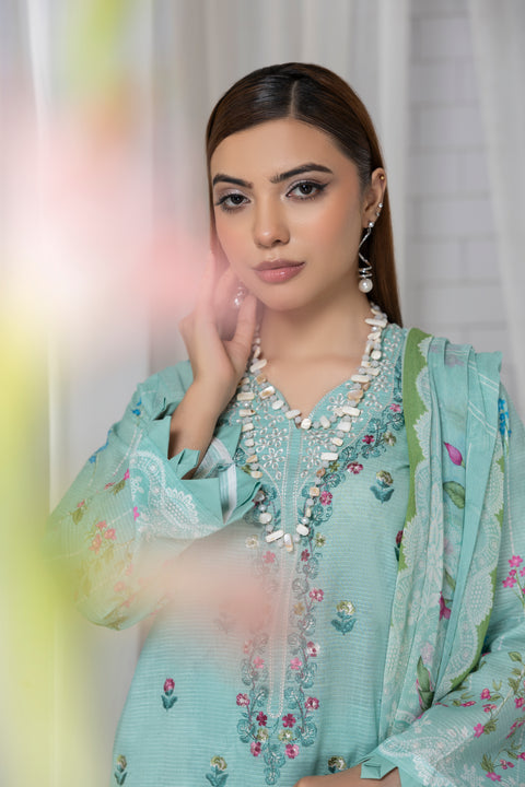 D-2262 | 3 Pcs Embroidered Lawn