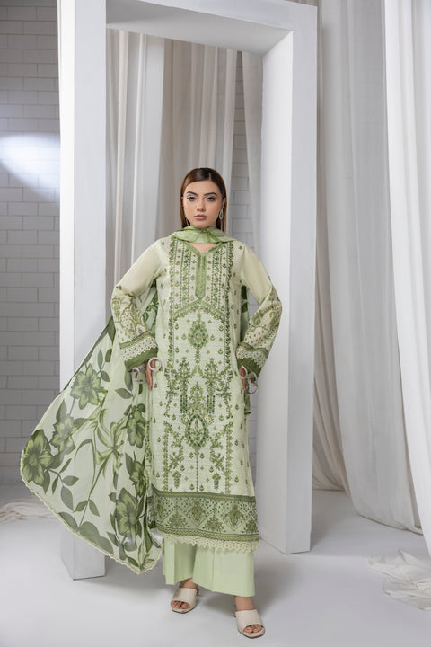 D-2263 | 3 Pcs Embroidered Lawn