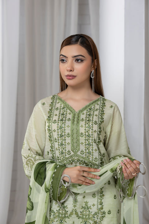D-2263 | 3 Pcs Embroidered Lawn