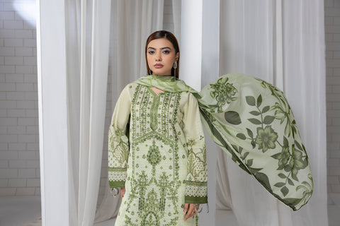 D-2263 | 3 Pcs Embroidered Lawn