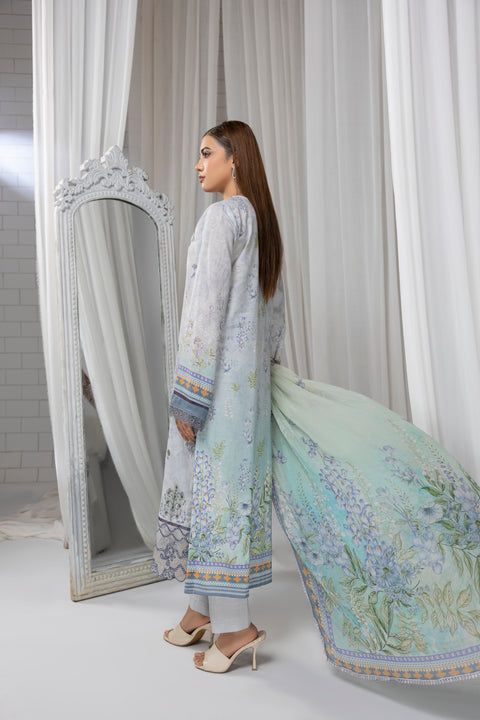 D-2264 | 3 Pcs Embroidered Lawn