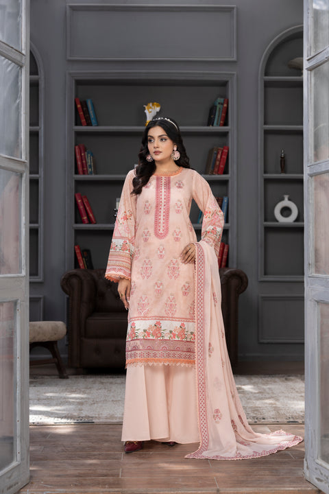 D-2268 | 3 Pcs Embroidered Lawn