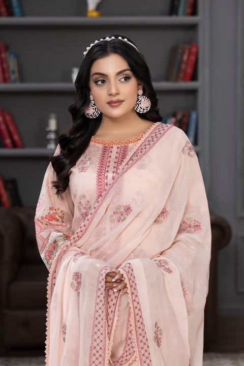D-2268 | 3 Pcs Embroidered Lawn