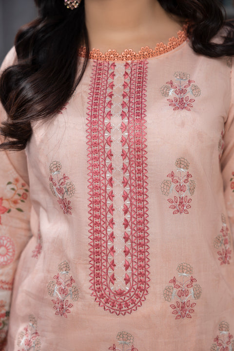 D-2268 | 3 Pcs Embroidered Lawn