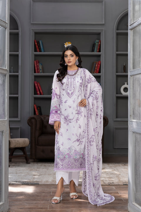 D-2269 | 3 Pcs Embroidered Lawn