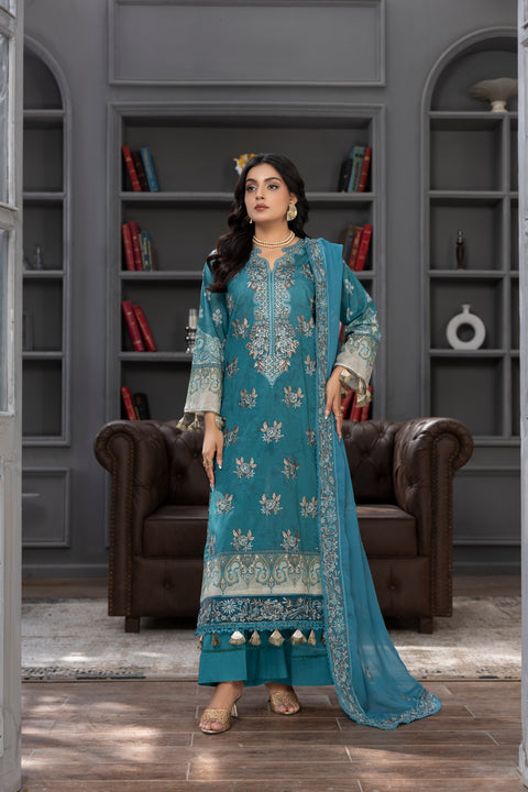 D-2271 | 3 Pcs Embroidered Lawn