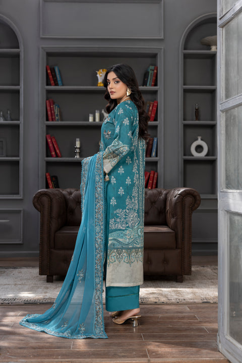D-2271 | 3 Pcs Embroidered Lawn