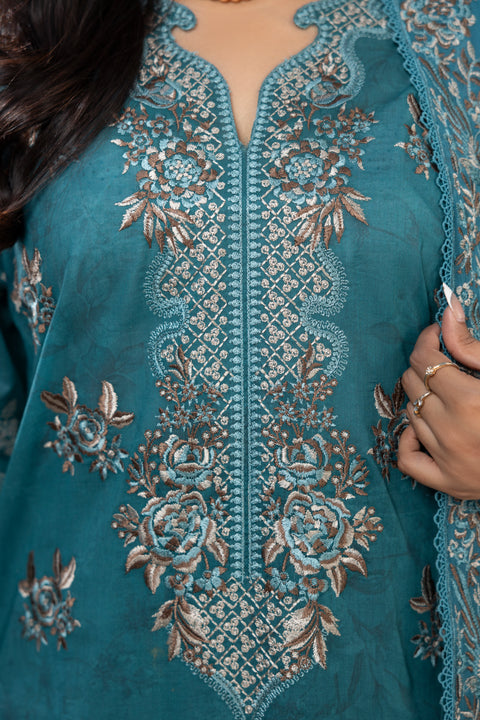 D-2271 | 3 Pcs Embroidered Lawn