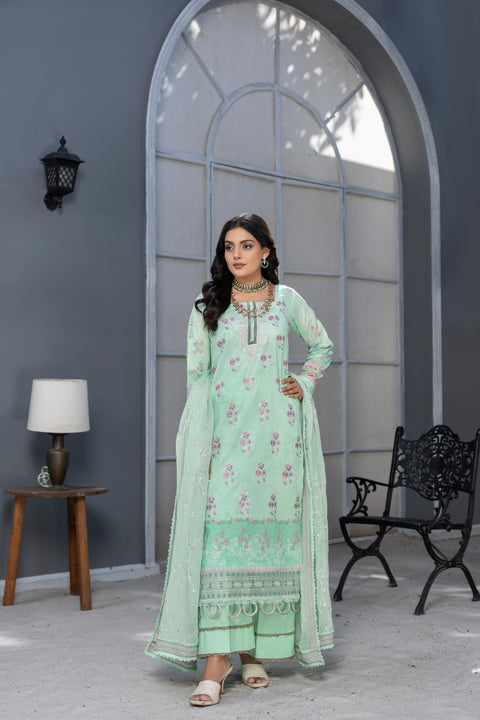 D-2272 | 3 Pcs Embroidered Lawn