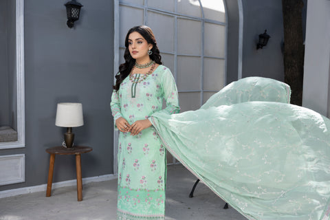 D-2272 | 3 Pcs Embroidered Lawn