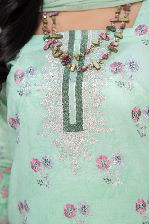D-2272 | 3 Pcs Embroidered Lawn