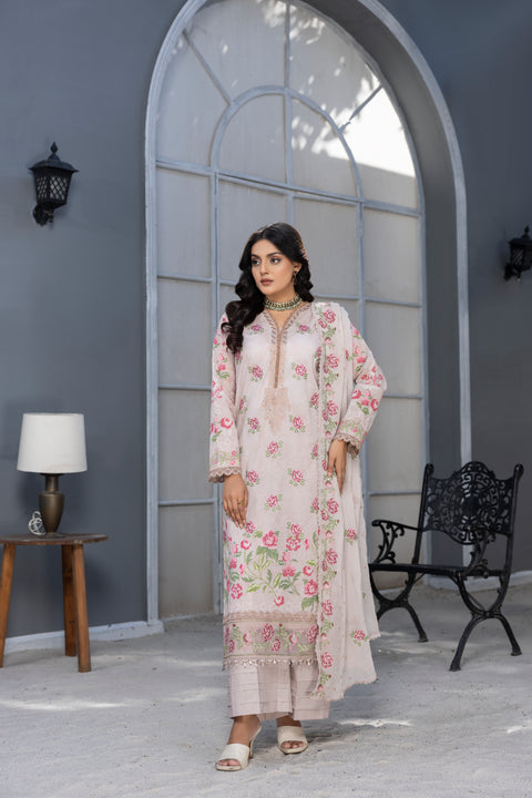 D-2273 | 3 Pcs Embroidered Lawn