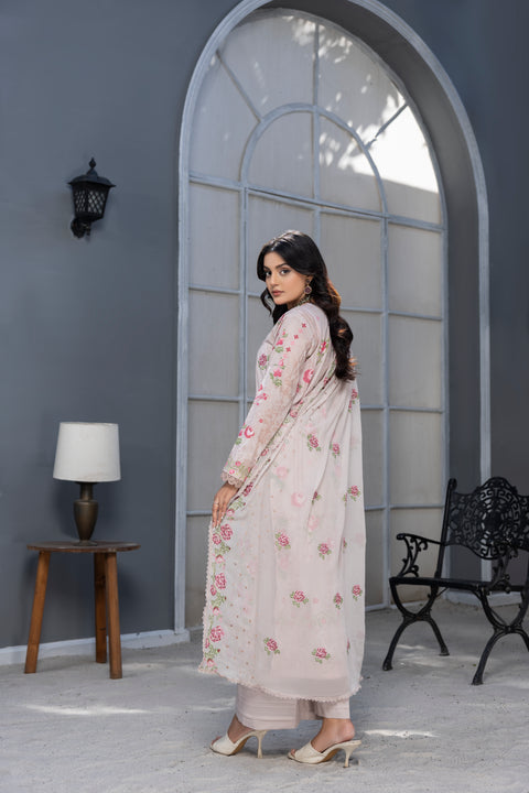 D-2273 | 3 Pcs Embroidered Lawn