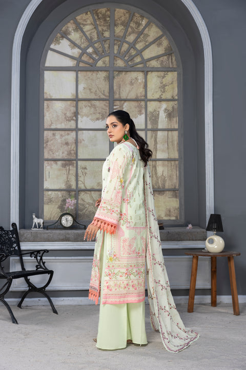 D-2275 | 3 Pcs Embriodered Lawn