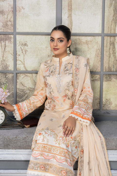 D-2276 | 3 Pcs Enmbroidered lawn