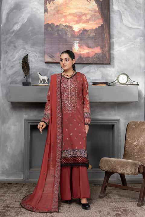 D-2278 | 3 Pcs Embroidered Lawn