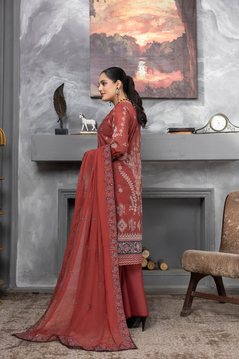 D-2278 | 3 Pcs Embroidered Lawn