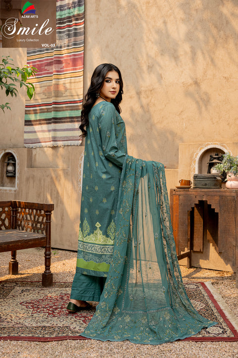 D-2291 | 3 Pcs Embroidered Lawen Collection