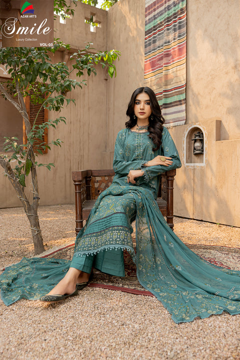 D-2291 | 3 Pcs Embroidered Lawen Collection