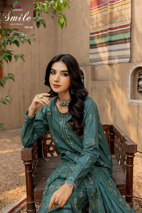 D-2291 | 3 Pcs Embroidered Lawen Collection