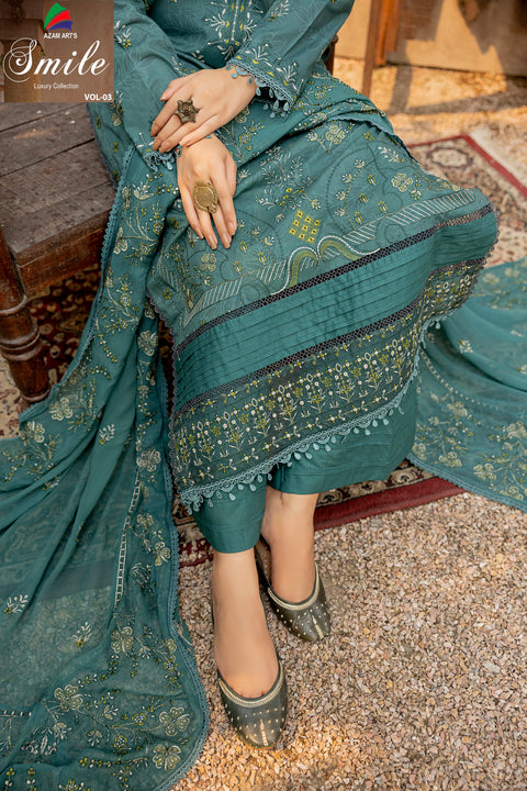 D-2291 | 3 Pcs Embroidered Lawen Collection