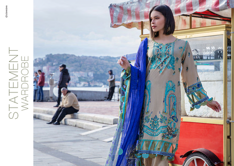 EA-516 3-PCS Luxury  Embroidered Lawn