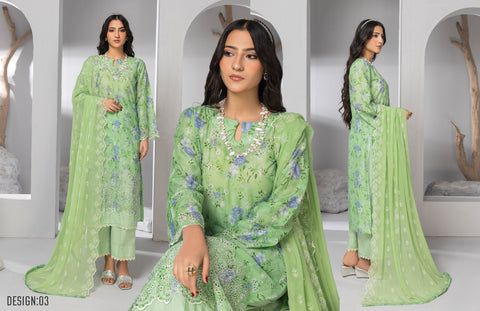 D-2131|3-Peice Embroidered Lawn Collection