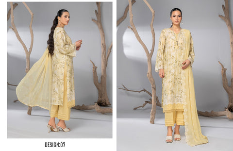 D-2135|3-Peice Embroidered Lawn Collection