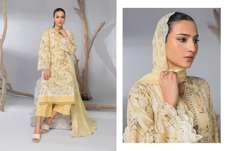 D-2135|3-Peice Embroidered Lawn Collection
