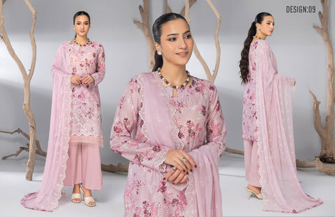 D-2137|3-Peice Embroidered Lawn Collection