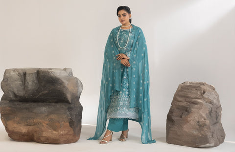D-2138|3-Peice Embroidered Lwan Collection
