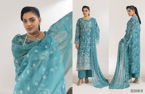 D-2138|3-Peice Embroidered Lwan Collection