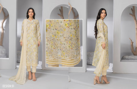 D-2129|3-Peice Lawn Embroidered Collection