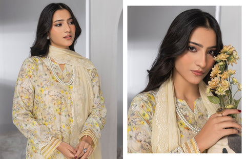 D-2129|3-Peice Lawn Embroidered Collection