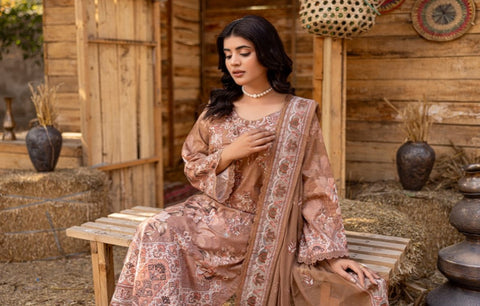 D-1733 3-PCS Embroidered Lawn