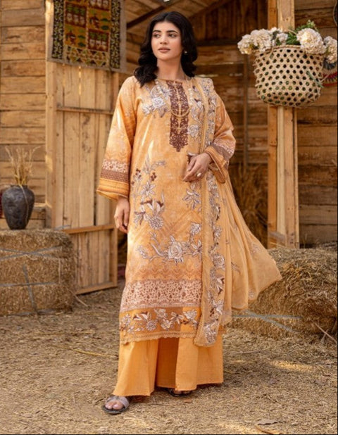 D-1734 3-PCS Embroidered Lawn.