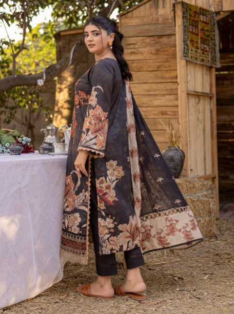 D-1736 3-PCS Embroidered Lawn.