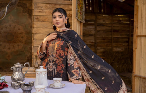 D-1736 3-PCS Embroidered Lawn.
