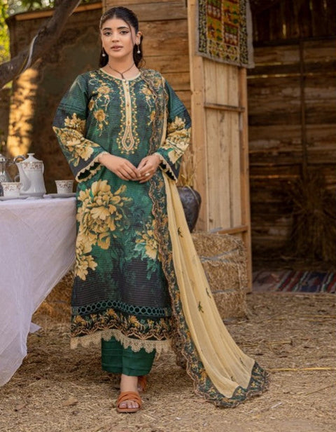 D-1737 3-PCS Embroidered Lawn
